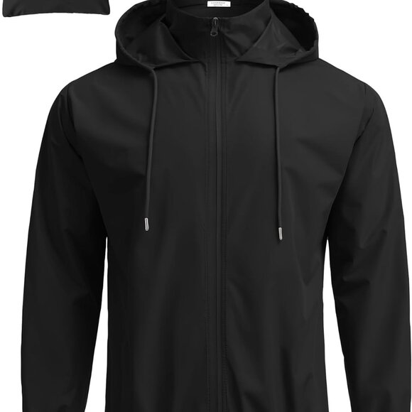 Packable Lightweight Waterproof Rain Jacket for Men's Outdoor Travel Activities - Picture 1 of 7